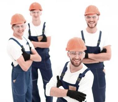 closeup.The foreman ve inşaat ekibi