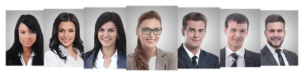 Panoramische Collage Van Portretten Van Jonge Ondernemers Bedrijfsconcept — Stockfoto