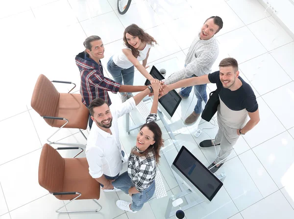Successful team with hands clasped togethe — Stock Photo, Image
