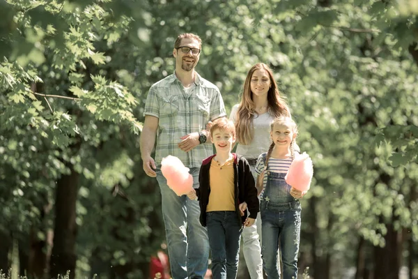 Happy family on a walk on a summer day — Stock Photo, Image