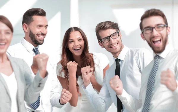 Close up.image of a happy business team. — Stock Photo, Image