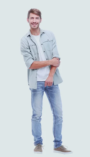 В повному зростанні. красивий сучасний хлопець в джинсах — стокове фото