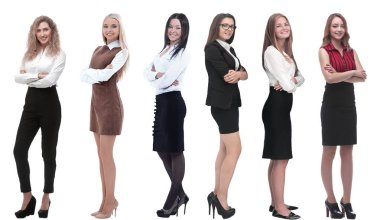 Genç iş kadınlarının tam boy portreleri koleksiyonu.