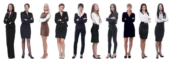 Panoramische collage van een groep succesvolle jonge zakenvrouwen. — Stockfoto