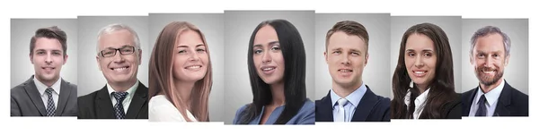 Colagem panorâmica de retratos de jovens empresários. — Fotografia de Stock