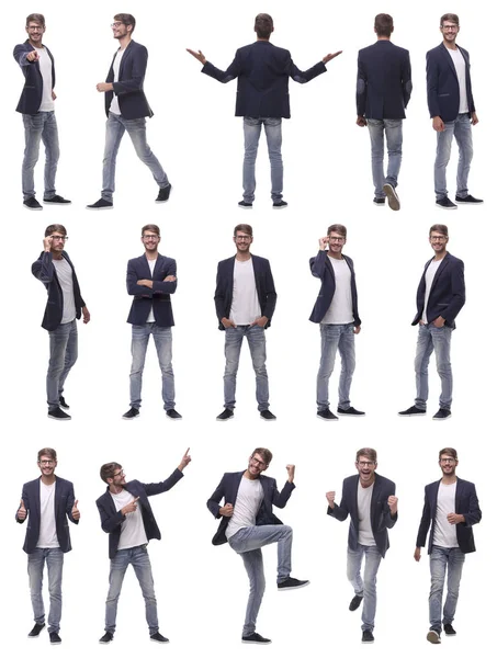 Collage of photos of a successful young man — Stock Photo, Image