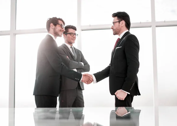 Megbízható kézfogás, üzleti partnerek — Stock Fotó