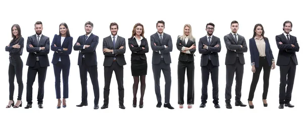 Groupe d'employés qui réussissent debout dans une rangée — Photo