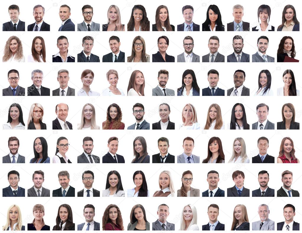 portraits of successful employees isolated on a white