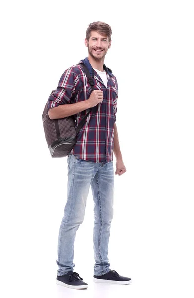 Em pleno crescimento. estudante bonito do sexo masculino com um saco. — Fotografia de Stock