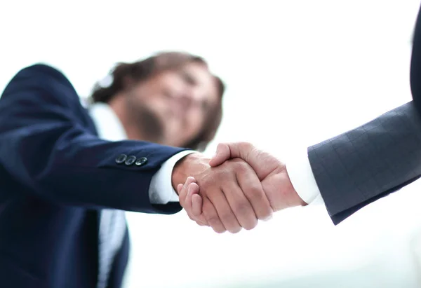 Two businessman shaking hands greeting each other — Stock Photo, Image