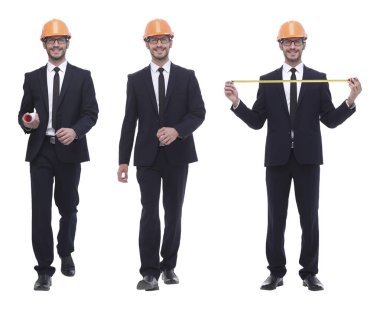 Turuncu kasklı başarılı mimar mühendisi..