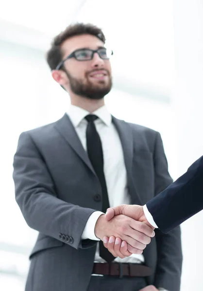 Bussines hand shaking will show succesful cooperation. — Stock Photo, Image
