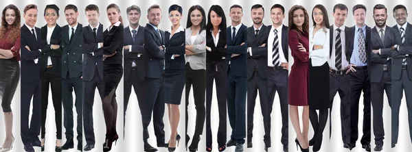 Colagem panorâmica de grupos de empregados bem sucedidos. — Fotografia de Stock