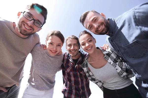 Bottom view.successful creative business team looking at camer — Stock Photo, Image