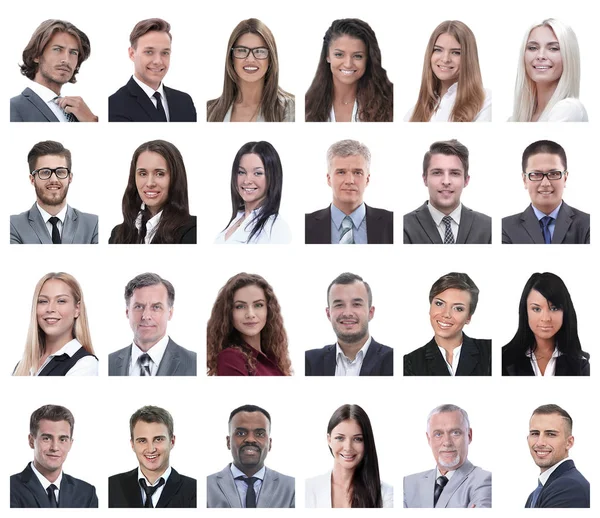 Collage de retratos de empresarios aislados en blanco —  Fotos de Stock