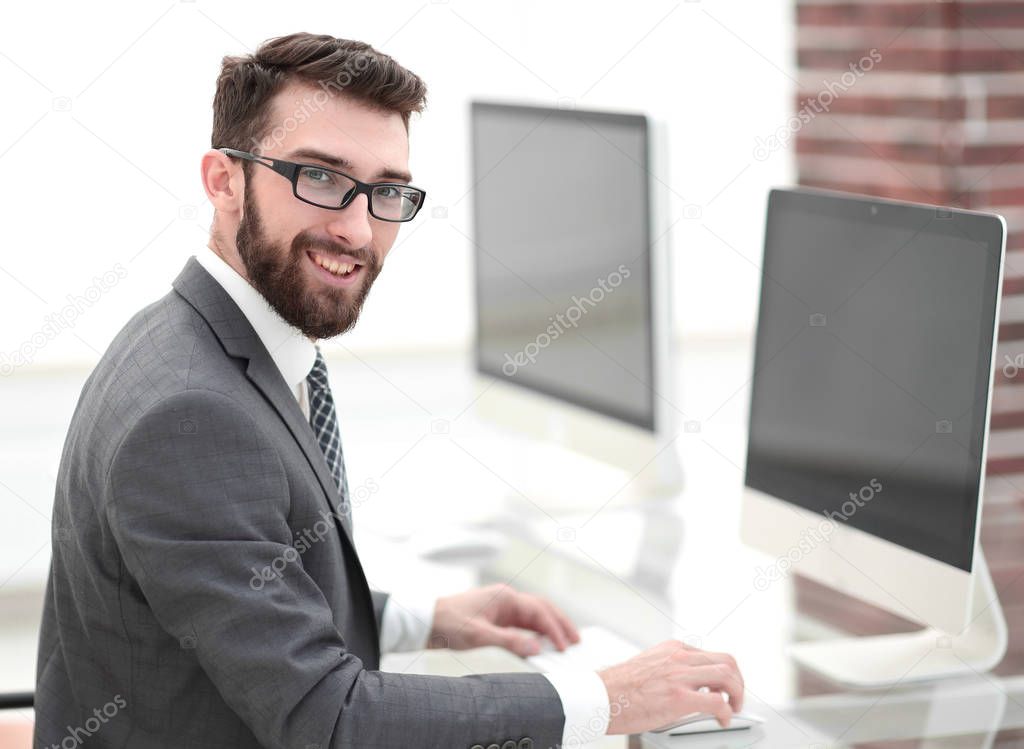 businessman typing on the computer keyboard