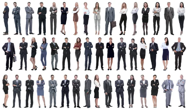 Collage van een verscheidenheid aan zakenmensen die op een rij staan — Stockfoto