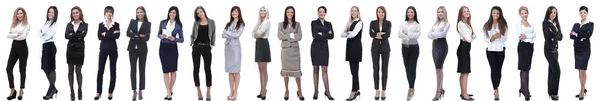 Gruppo di successo giovane donna d'affari in piedi in fila — Foto Stock