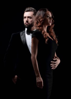 Bir iş adamı yanındaki siyah elbiseli sıcak kız