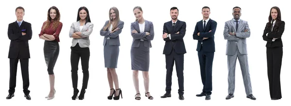 Portret van vriendelijk business team staand — Stockfoto