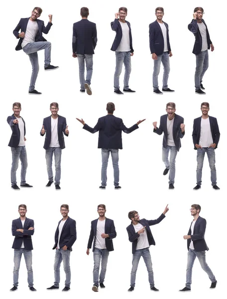 Collage of photos of a successful young man — Stock Photo, Image