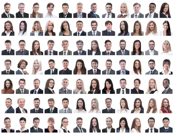 Porträts erfolgreicher Mitarbeiter isoliert auf weißem Papier — Stockfoto