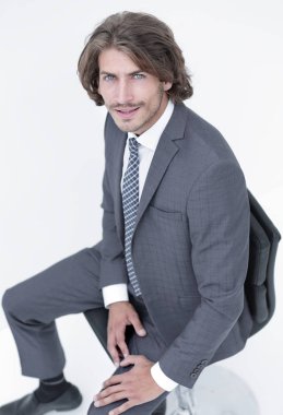 İzole iş adamı mutlu görünümlü kamera