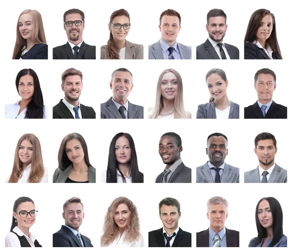 Collage of portraits of business people isolated on white — Stock Photo, Image