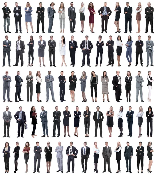 Collage de jeunes gens d'affaires debout dans une rangée. — Photo