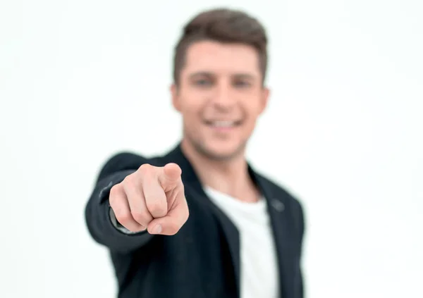 Fecha. homem de negócios de sucesso apontando para você — Fotografia de Stock