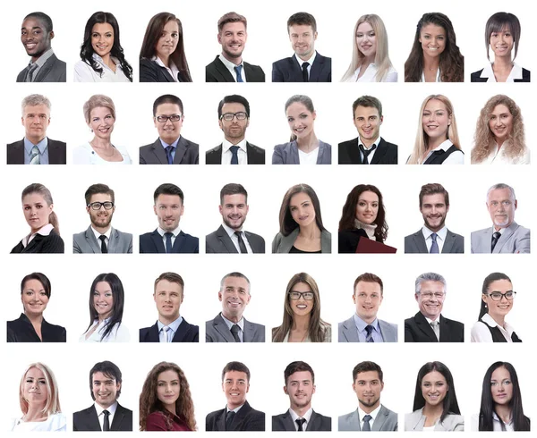 Коллаж портретов успешных сотрудников, изолированных по белому — стоковое фото