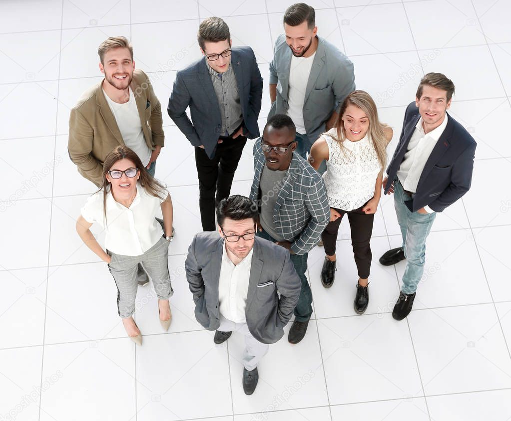 top view. a group of creative young people standing in the office.