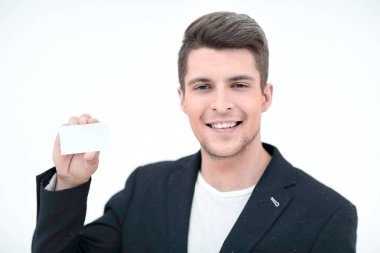 up.business adam onun iş kartı gösteren kapatın.