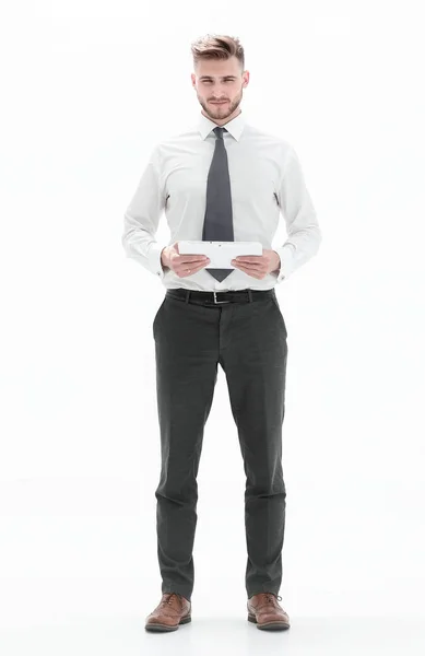 En pleno crecimiento. hombre de negocios moderno con una tableta digital — Foto de Stock
