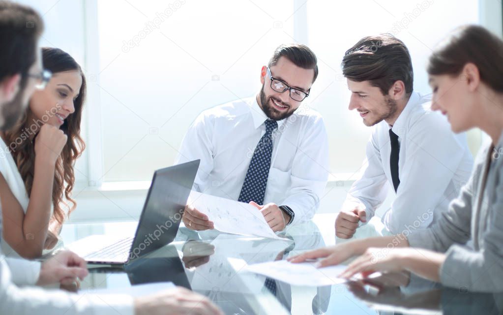 professional business team discusses the terms of the contract