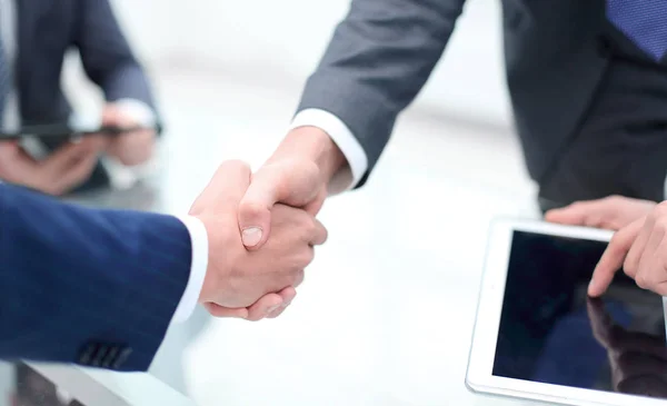 Close up.financial partners handshake — Stock Photo, Image