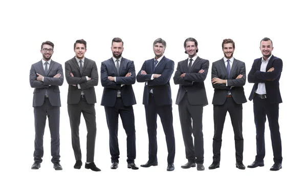 Ομάδα επιτυχημένων επιχειρηματιών που στέκονται μαζί. απομονωμένο σε λευκό — Φωτογραφία Αρχείου