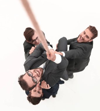 Üstten Görünüm .işler takım yukarıya tırmanmaya patron yardımcı olur..
