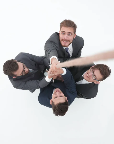 ロープを握っている笑顔のビジネス チーム — ストック写真