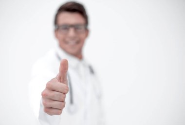 arka plan görüntü. Doktor teşhis göstermek başparmak yukarı