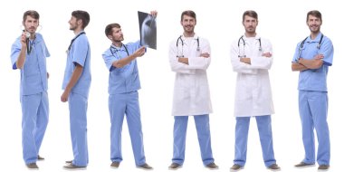 Sıraya dizilmiş bir grup tıp doktoru