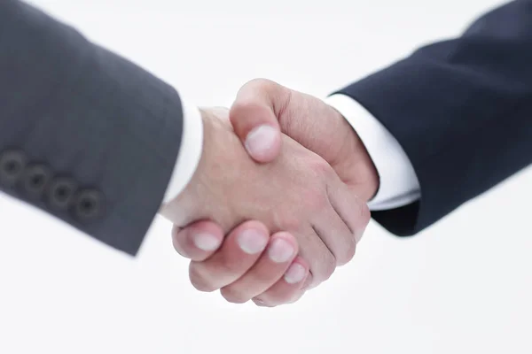 Zbliżenie biznesmenów ściskających dłonie nad umową — Zdjęcie stockowe