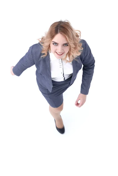 View from the top. business woman stepping forward . — Stock Photo, Image