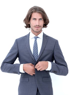 Genç yakışıklı işadamı aşağı bükme.