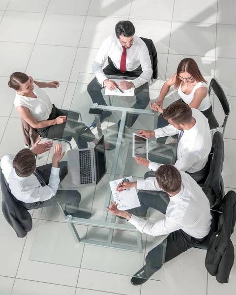 Reunión de negocios en la mesa, vista superior — Foto de Stock