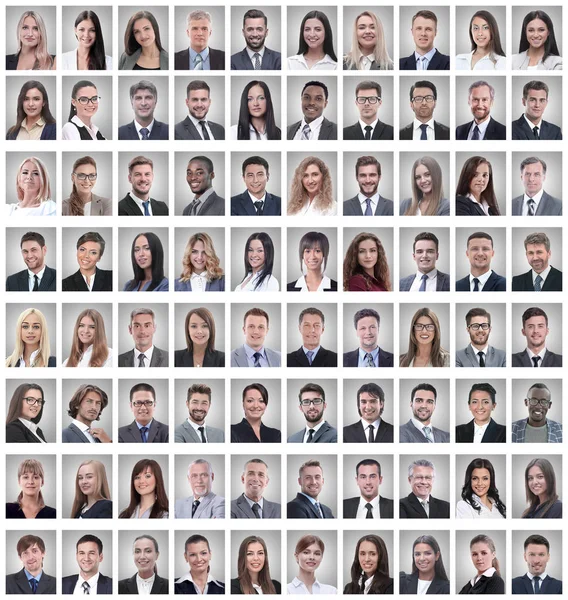 Retratos de um grupo de funcionários bem sucedidos isolados em branco — Fotografia de Stock