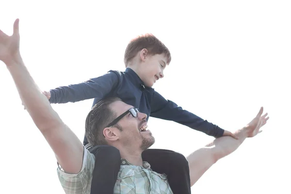 Joven padre e hijo divirtiéndose juntos —  Fotos de Stock