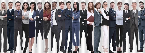 Colagem panorâmica de grupos de empregados bem sucedidos. — Fotografia de Stock