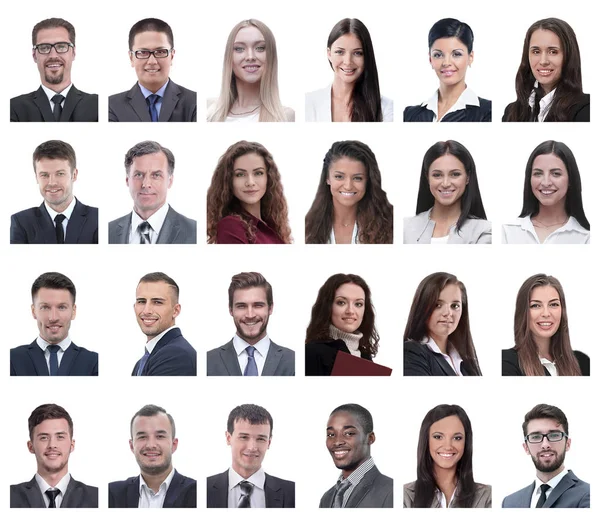 Collage of portraits of business people isolated on white — Stock Photo, Image